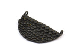 Siyah Yarım Ay, 2 Oksitlenmiş Pirinç Siyah Denizkızı Yarım Daire Kolye, 2 Halka (32x18x2mm) E241 S772