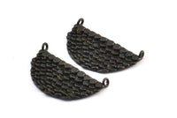 Siyah Yarım Ay, 2 Oksitlenmiş Pirinç Siyah Denizkızı Yarım Daire Kolye, 2 Halka (32x18x2mm) E241 S772