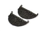 Siyah Yarım Ay, 2 Oksitlenmiş Pirinç Siyah Denizkızı Yarım Daire Kolye, 2 Halka (32x18x2mm) E241 S772