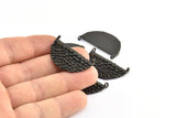 Siyah Yarım Ay, 2 Oksitlenmiş Pirinç Siyah Denizkızı Yarım Daire Kolye, 2 Halka (32x18x2mm) E241 S772
