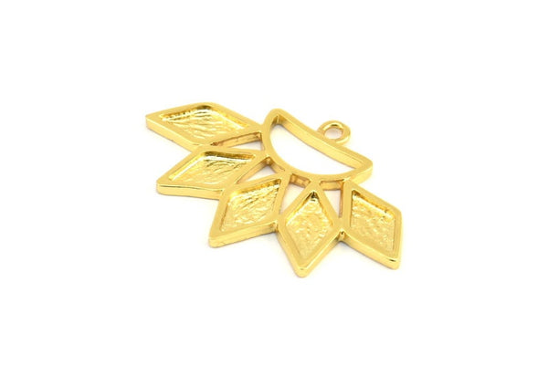 Altın Pırlanta Kolye, 2 Altın Kaplama Pirinç Pırlanta ve 1 Halkalı Yarım Daire Kolye, Mücevher Bulguları (24x36x1,6 mm) BS 1958 H1681