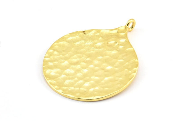 Altın Çember Kolye, 1 Döngülü 1 Altın Kaplama Pirinç Çekiçlenmiş Çember Kolye, Bulgular (38,5x30x1 mm) BS 1963 Q0479