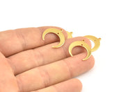 Gold Moon Charms, 6 Gold Plated Brass Crescent Moon Charms With 1 Hole And 1 Loop, Pendants, Earrings, Findings (18x19x7x1mm) E146