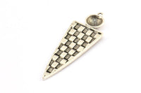Gümüş Üçgen Kolye, 2 Antik Gümüş Kaplama Pirinç Dokulu Geometrik Kolye, 1 Halka, Küpeler, Bulgular (52x17x1,5 mm) E238