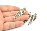 Gümüş Üçgen Kolye, 2 Antik Gümüş Kaplama Pirinç Dokulu Geometrik Kolye, 1 Halka, Küpeler, Bulgular (52x17x1,5 mm) E238