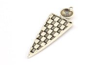 Gümüş Üçgen Kolye, 2 Antik Gümüş Kaplama Pirinç Dokulu Geometrik Kolye, 1 Halka, Küpeler, Bulgular (52x17x1,5 mm) E238