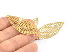 Brass Earring Charm , 10 Raw Brass Textured Leaf Earring Charms With 1 Hole Pendants, Findings (55x23mm) E468
