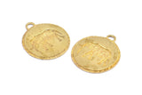 Brass Elephant Charm, 2 Raw Brass Elephant Textured Round Tag Charms With 1 Loop, Blanks (33x29x1.5mm) E228