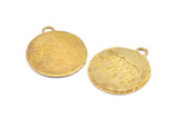 Brass Elephant Charm, 2 Raw Brass Elephant Textured Round Tag Charms With 1 Loop, Blanks (33x29x1.5mm) E228