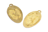Brass Swing Charm, 2 Raw Brass Swing Textured Oval Charms With 1 Loop, Blanks (39x22x1.2mm) E219