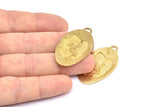 Brass Swing Charm, 2 Raw Brass Swing Textured Oval Charms With 1 Loop, Blanks (39x22x1.2mm) E219