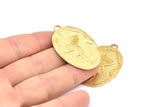 Brass Umbrella Charm, 1 Raw Brass Umbrella Textured Oval Charms With 1 Loop, Blanks (43x28x1.4mm) E220