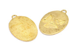 Brass Butterfly Charm, 1 Raw Brass Butterfly Textured Oval Charms With 1 Loop, Blanks (39x27x1.2mm) E223