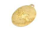 Brass Owl Charm, 1 Raw Brass Owl Textured Oval Charms With 1 Loop, Blanks (38.5x25.5x1.2mm) E222
