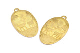 Brass Deer Charm, 1 Raw Brass Deer Textured Oval Charms With 1 Loop, Blanks (43.5x25x1.3mm) E216