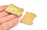 Brass Elephant Charm, 1 Raw Brass Elephant Textured Rectangle Charms With 2 Loops, Blanks (43.5x27.5x1.3mm) E233