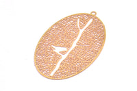 Brass Earring Charm ,6 Raw Brass Textured Tree Motif Earring Charms With 1 Loop Pendants, Findings (42x25mm) E435