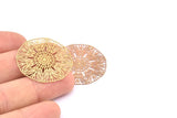 Brass Earring Charm ,6 Raw Brass Ethnic Motif Earring Charms Pendants With 1 Hole, Findings (30mm) E426