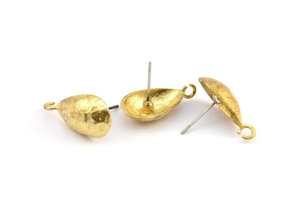 Brass Earring Post, 6 Raw Brass Drop Earring Posts With 1 Loop (21x11x16mm) E291