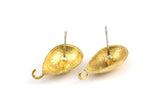 Brass Earring Post, 6 Raw Brass Drop Earring Posts With 1 Loop (21x11x16mm) E291