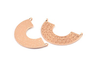 Rose Gold Ethnic Pendant, 1 Rose Gold Plated Brass Ethnic Pendants With 2 Loops (36x22mm) E254 Q0514