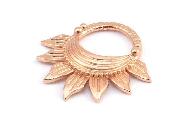Rose Gold Flower Pendant, 1 Rose Gold Plated Brass Elegant Semi Flower Findings, Earrings (30x29x4mm) E244 Q0513