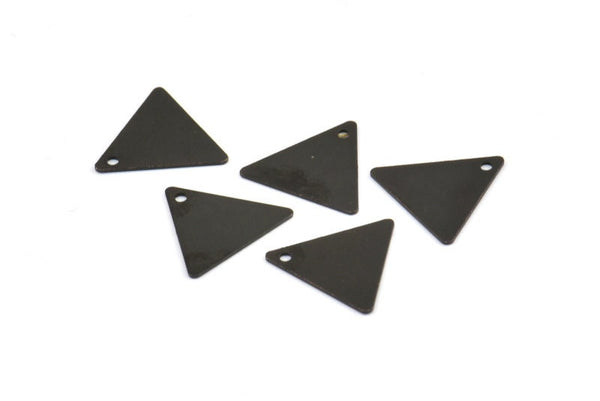 Black Triangle Charm, 50 Oxidized Brass Black Triangle Charms With 1 Hole (12x14mm) A0013