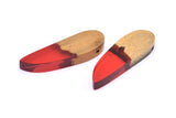 Resin&Wood Pendant,1 Red Brown Geometric Pendant with 1 Hole, Findings (51x16mm) X100