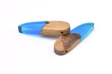 Resin&Wood Pendant,1 Blue Brown Geometric Pendant with 1 Hole, Findings (51x16mm) X018