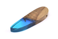 Resin&Wood Pendant,1 Blue Brown Geometric Pendant with 1 Hole, Findings (51x16mm) X093