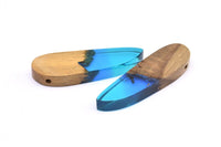 Resin&Wood Pendant,1 Blue Brown Geometric Pendant with 1 Hole, Findings (51x16mm) X093