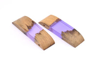 Resin&Wood Pendant,1 Purple Brown Geometric Pendant with 1 Hole, Findings (58x16x8mm) X094