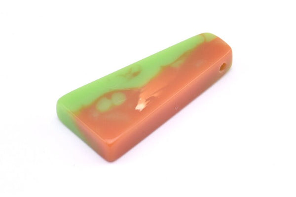 Resin Geometric Pendant, 1 Green Brown Geometric Pendant with 2 Holes, Earrings (46x22x11x6.50mm) X081