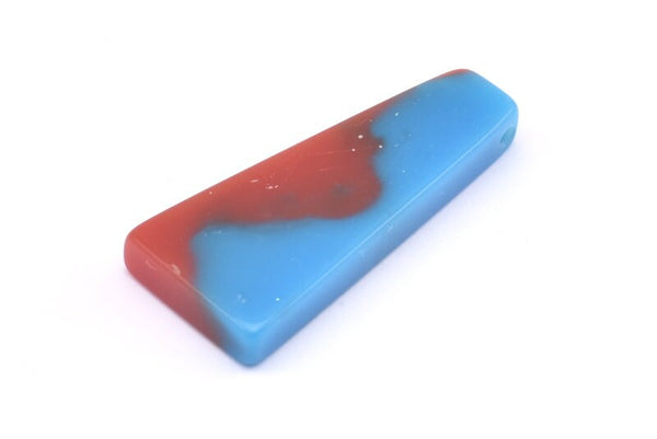Resin Geometric Pendant, 1 Blue Red Geometric Pendant with 2 Holes, Earrings (46x22x11x6.50mm) X082