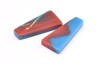 Resin Geometric Pendant, 1 Blue Red Geometric Pendant with 2 Holes, Earrings (46x22x11x6.50mm) X082