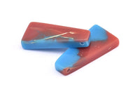 Resin Geometric Pendant, 1 Blue Red Geometric Pendant with 2 Holes, Earrings (46x22x11x6.50mm) X082