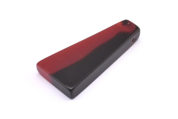 Resin Geometric Pendant, 1 Red Black Geometric Pendant with 2 Holes, Earrings (46x22x11x6.50mm) X084
