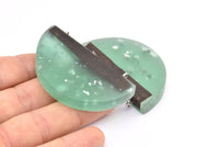 Resin&Wood Half Moon Pendant, 1 Green Half Moon Pendant with 2 Loops, Earrings  (54x30x8mm) X083