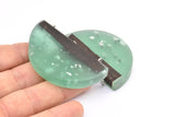 Resin&Wood Half Moon Pendant, 1 Green Half Moon Pendant with 2 Loops, Earrings  (54x30x8mm) X083