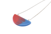 Resin&Wood Half Moon Pendant, 1 Blue Half Moon Pendant with 2 Loops, Earrings  (51x26x4.5mm) X101