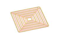 Brass Earring Charm ,6 Raw Brass Textured Square Earring Charms With 1 Hole Pendants, Findings (38mm) E433