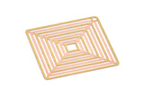 Brass Earring Charm ,6 Raw Brass Textured Square Earring Charms With 1 Hole Pendants, Findings (38mm) E433