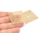 Brass Earring Charm ,6 Raw Brass Textured Square Earring Charms With 1 Hole Pendants, Findings (38mm) E433