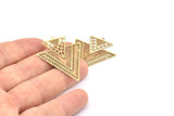Brass Earring Charm ,10 Raw Brass Textured Triangle Motif Earring Charms Pendants With 1 Loop and 2 Holes , Findings (40x22mm) E461
