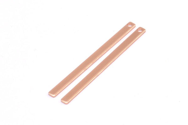 Tiny Bar Pendant, 6 Rose Gold Plated Brass Necklace Bars With 1 Hole (40x2.5x0.80mm) E396