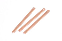 Tiny Bar Pendant, 6 Rose Gold Plated Brass Necklace Bars With 1 Hole (40x2.5x0.80mm) E396