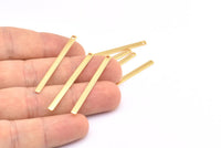 Tiny Bar Pendant, 6 Gold Plated Brass Necklace Bars With 1 Hole (40x2.5x0.80mm) E396