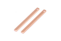Tiny Bar Pendant, 10 Rose Gold Plated Brass Necklace Bars With 1 Hole (30x2.5x0.80mm) E390