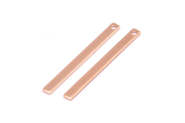 Tiny Bar Pendant, 10 Rose Gold Plated Brass Necklace Bars With 1 Hole (30x2.5x0.80mm) E390