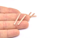 Tiny Bar Pendant, 10 Rose Gold Plated Brass Necklace Bars With 1 Hole (30x2.5x0.80mm) E390